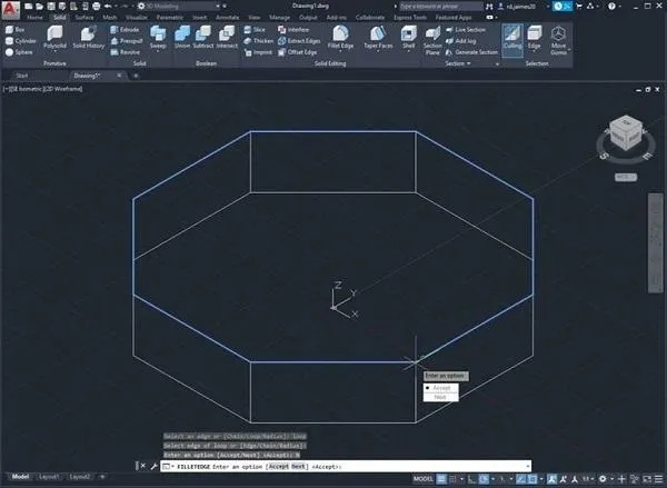 Xem trước hiệu ứng Fillet Edge trong AutoCAD 2020