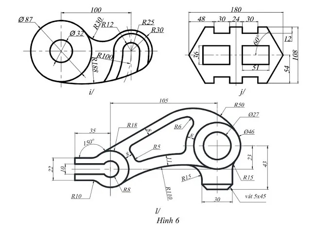 Bài tập thực hành kết hợp lệnh vẽ và hiệu chỉnh trong CAD