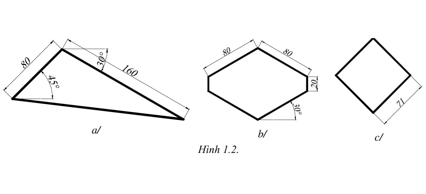 Bài tập thực hành vẽ hình bằng lệnh Line với tọa độ tương đối và cực