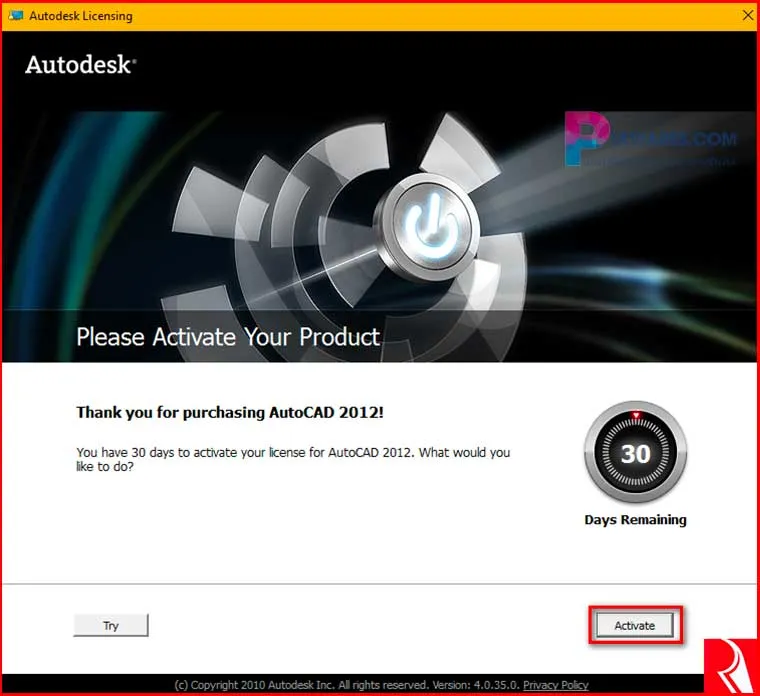 Bấm vào nút Activate để tiến hành kích hoạt phần mềm