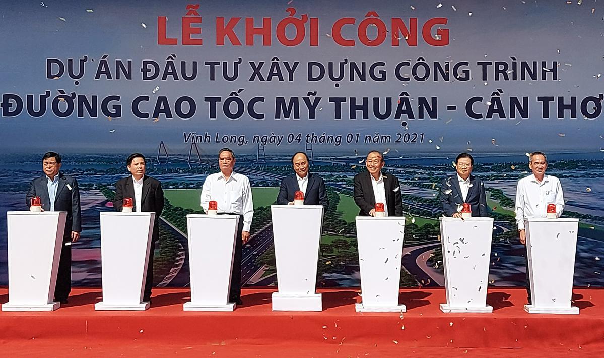 Bản đồ quy hoạch chi tiết tuyến cao tốc Mỹ Thuận Cần Thơ với các nút giao và điểm quan trọng được đánh dấu rõ ràng