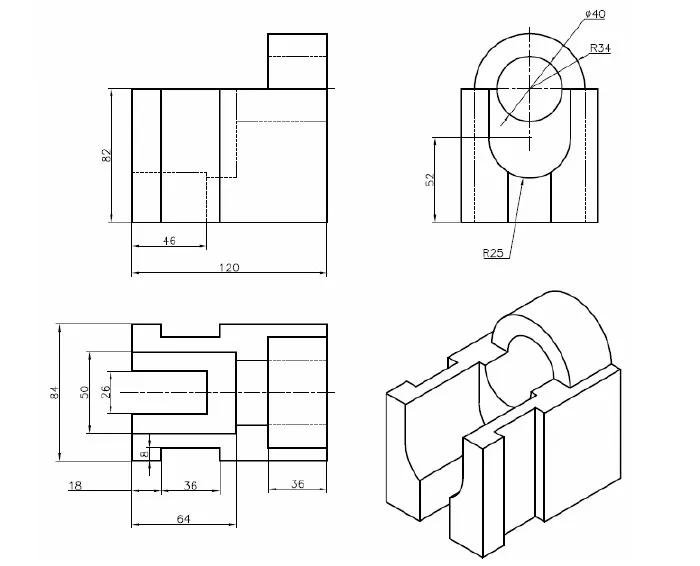 Các bài tập thực hành vẽ các bộ phận máy và cấu kiện công nghiệp