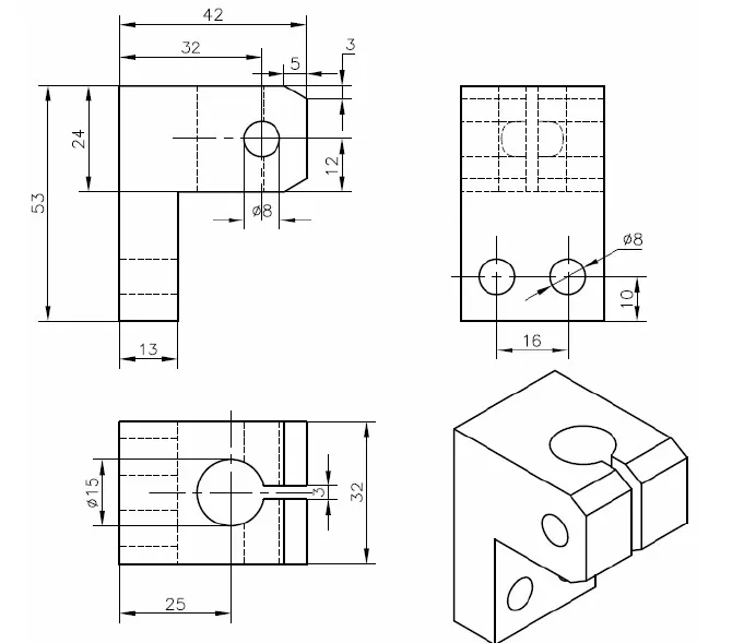Các bài tập thực hành vẽ các chi tiết máy và cấu kiện cơ khí trong AutoCAD 3D