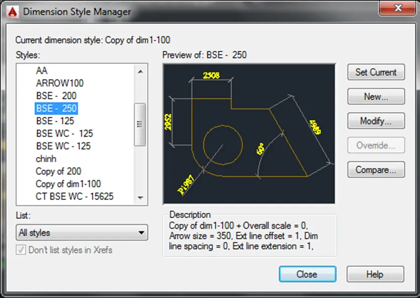 Các lệnh ghi kích thước trong AutoCAD