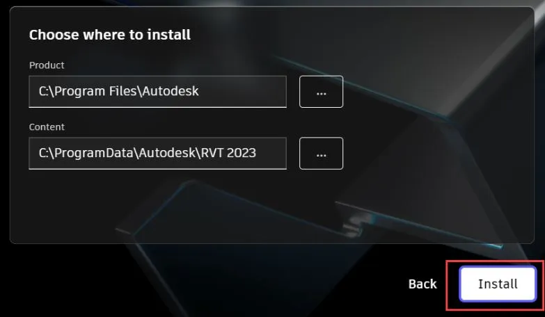 Chấp nhận điều khoản sử dụng Revit