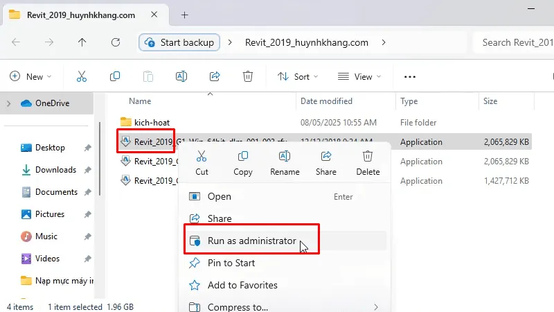 Chạy file cài đặt bằng quyền Admin