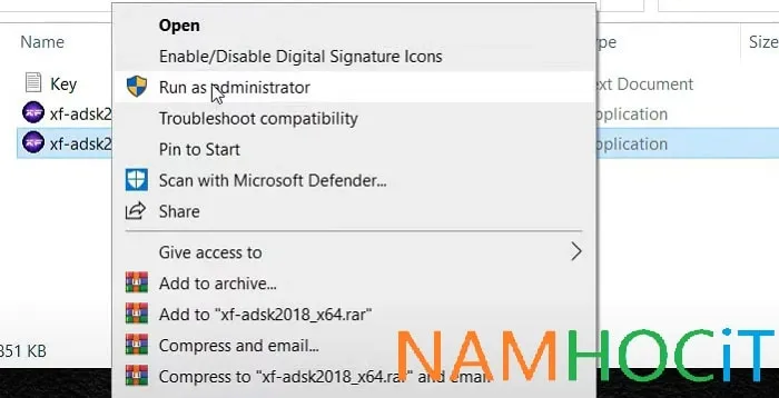 Chạy Xforce Keygen với quyền Administrator