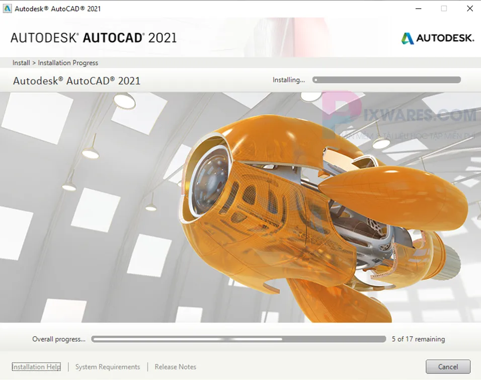 Chờ Autocad 2019 cài đặt vào hệ thống