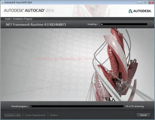 Chờ đợi quá trình cài đặt AutoCAD 2014 hoàn tất