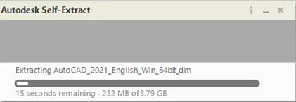 Chờ quá trình giải nén tệp cài đặt Autocad 2019