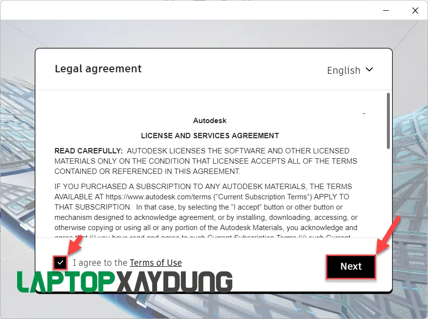 Chọn đồng ý điều khoản cài đặt Civil 3D