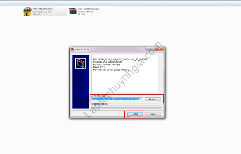 Chọn đường dẫn cài đặt cho Autocad 2010