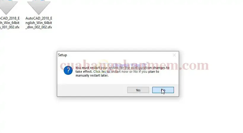Chọn NO sau khi cài đặt hoàn tất để kích hoạt bản quyền