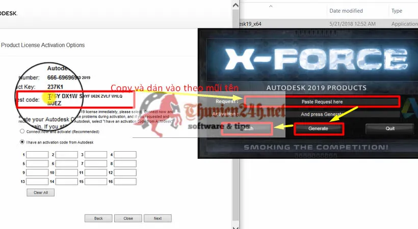Chọn tùy chọn theo hướng dẫn mũi tên trong quá trình kích hoạt Civil 3D 2019
