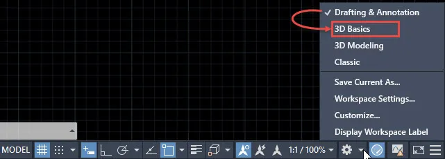 Chuyển đổi giao diện AutoCAD từ 2D sang 3D