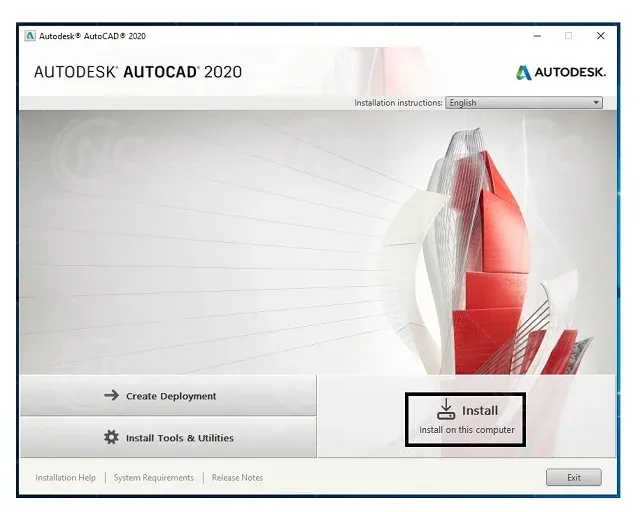 Cửa sổ cài đặt Autodesk AutoCAD 2020