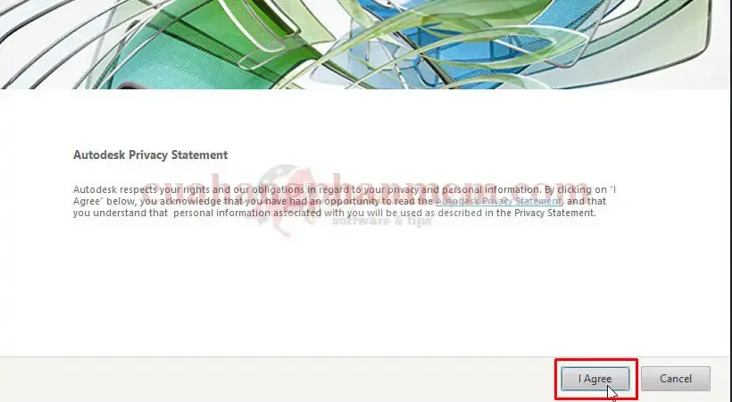 Cửa sổ đồng ý với điều khoản kích hoạt AutoCAD 2017