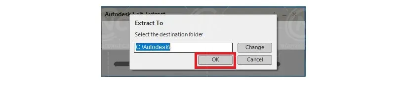 Cửa sổ giải nén file cài đặt AutoCAD 2020