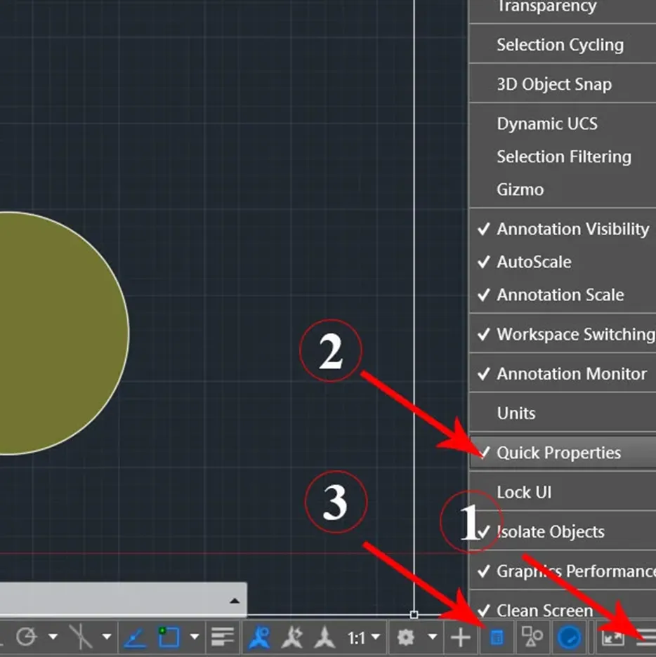 Cửa sổ Thuộc tính (Properties) hiển thị chi tiết đối tượng trong AutoCAD