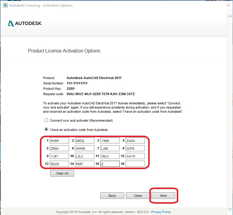 Dán mã Activation vào phần mềm AutoCAD Electrical 2017