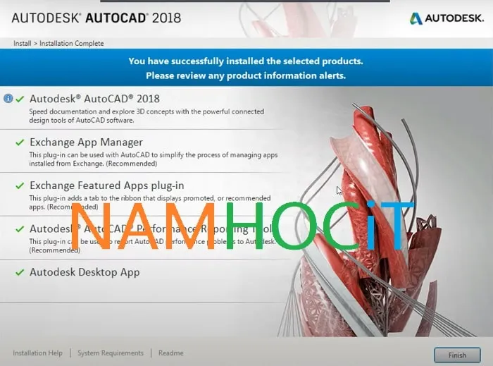 Đang cài đặt AutoCAD 2018