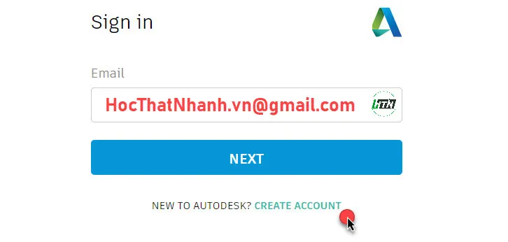 Đăng nhập hoặc tạo tài khoản Autodesk