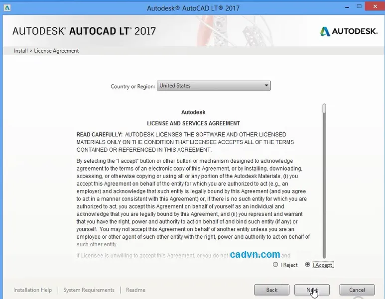 Đồng ý điều khoản sử dụng và nút Next