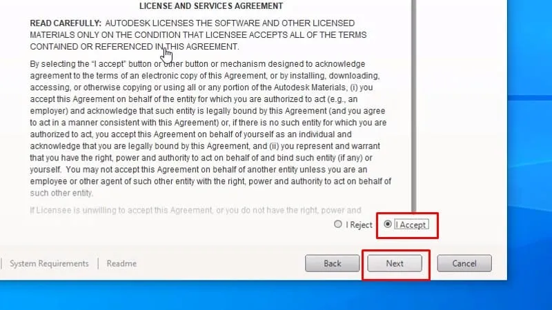 Đồng ý với các điều khoản bằng cách tích chọn &quot;I Accept&quot; và bấm Next