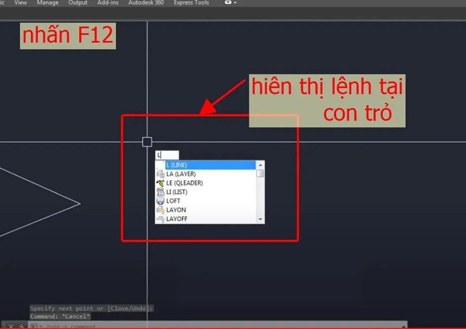 Dynamic input - Nhập thông tin lệnh trực tiếp trên bản vẽ trong AutoCAD