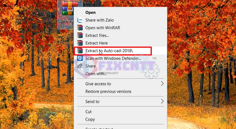 Giải nén file cài đặt AutoCAD 2018