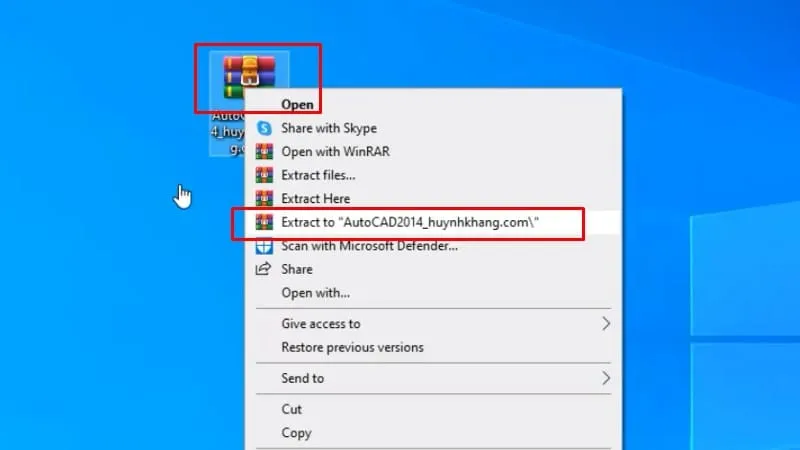 Giải nén phần mềm Autocad 2014
