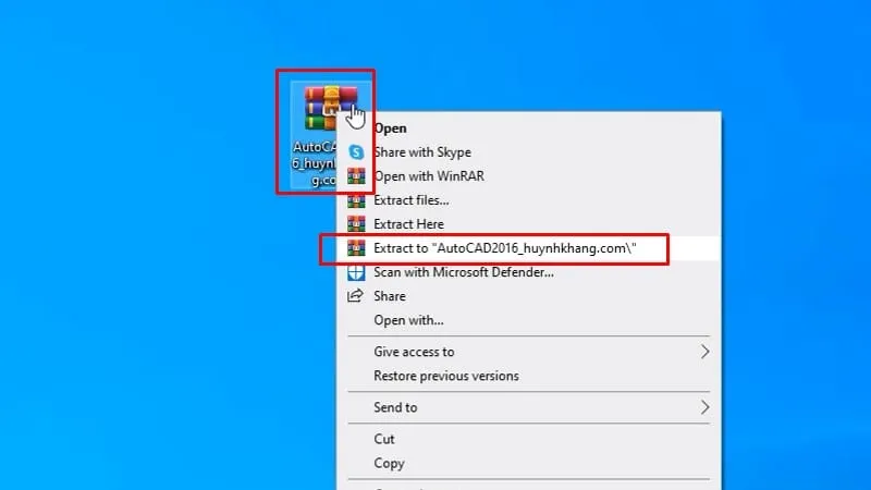 Giải nén phần mềm AutoCAD 2016 để bắt đầu cài đặt