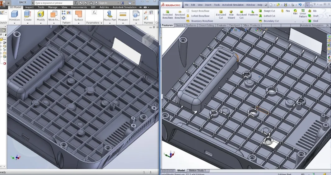 Giao diện người dùng của phần mềm SolidWorks và Inventor
