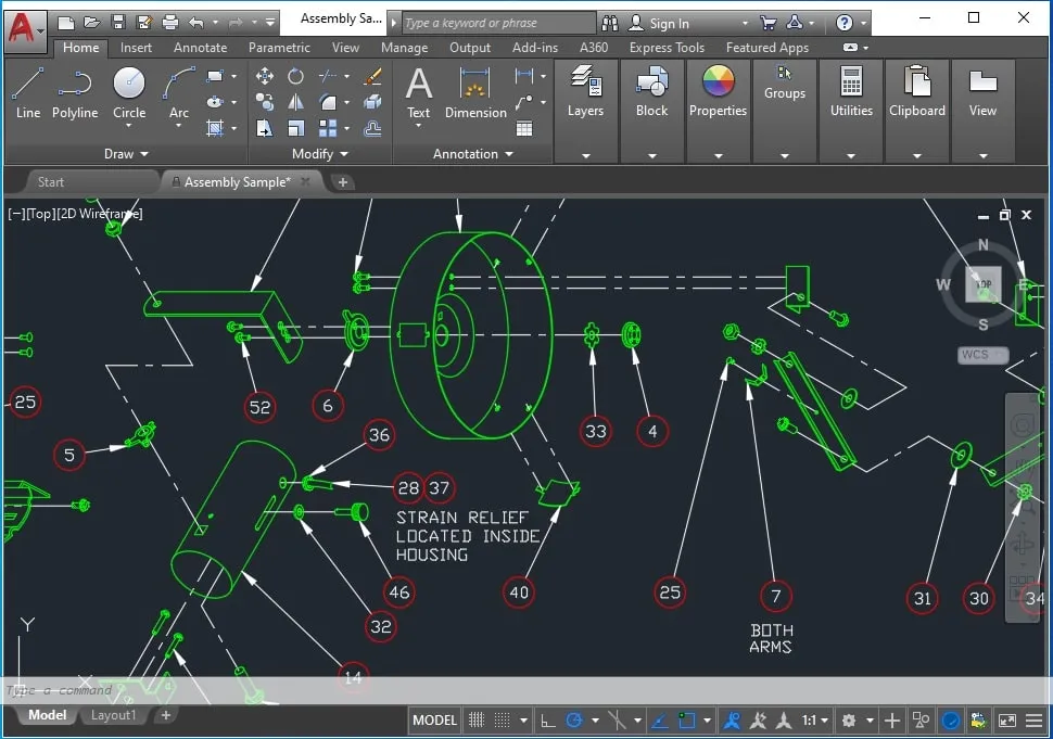 Giao diện phần mềm AutoCAD 2018 hiển thị một bản vẽ kỹ thuật