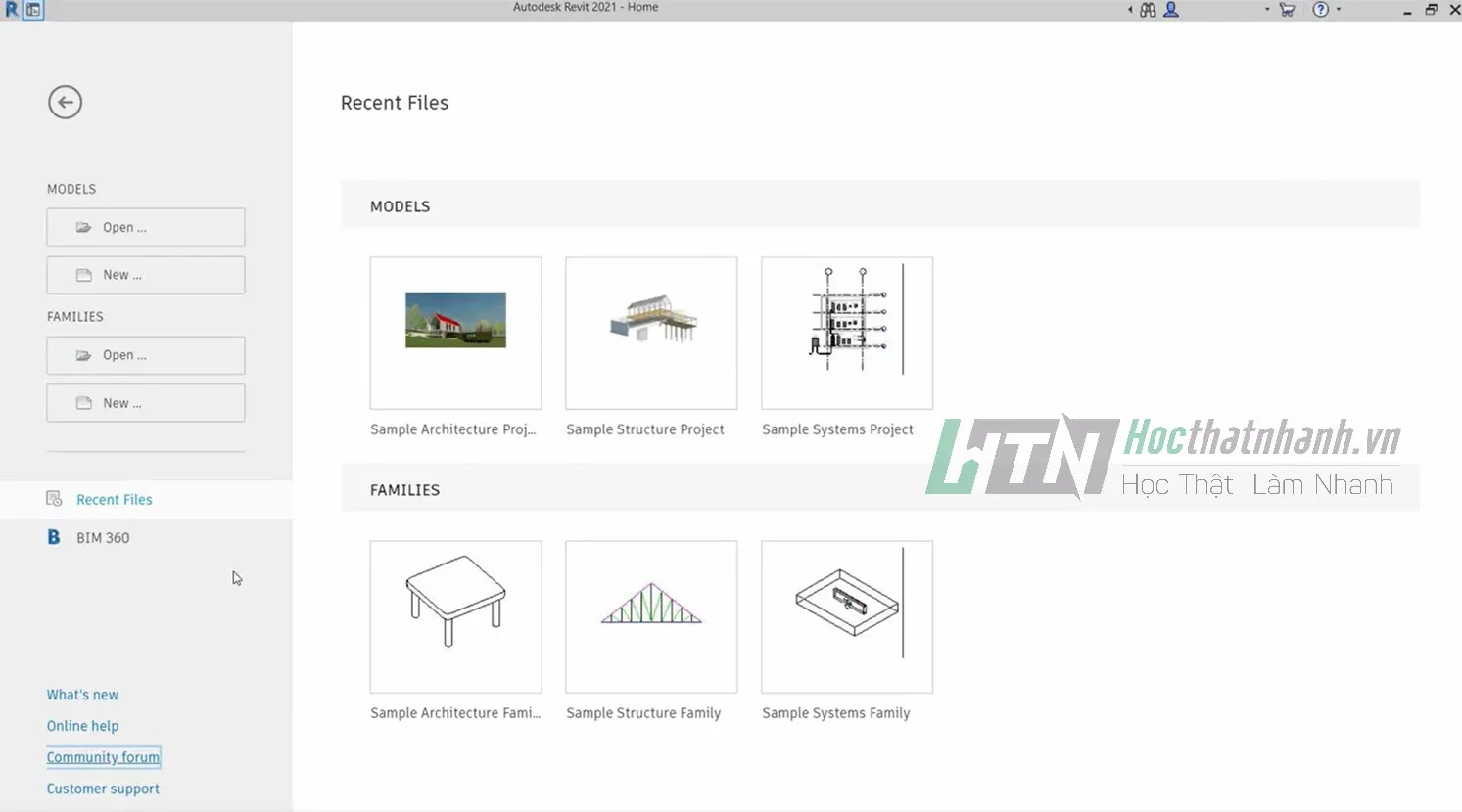 Giao diện Revit 2021 - HocThatNhanh.vn