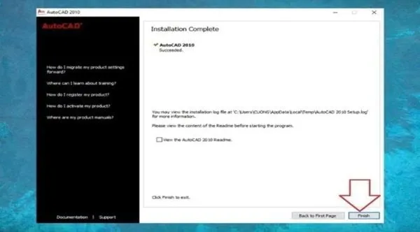 Hoàn tất quá trình cài đặt