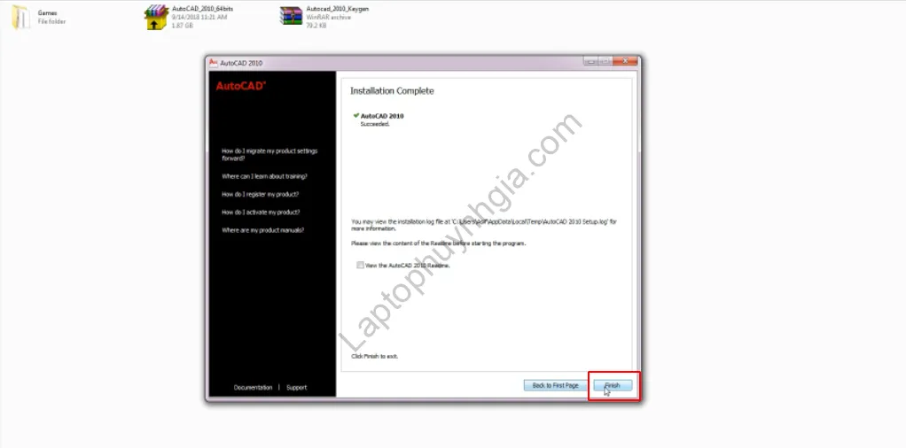 Hoàn thành cài đặt cơ bản Autocad 2010