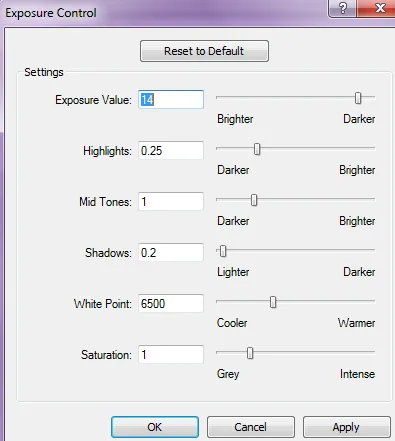 Hộp thoại Adjust Exposure trong Revit