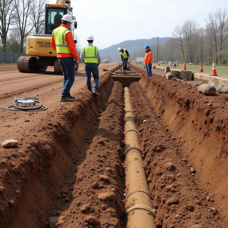 Đội ngũ kỹ sư địa chất đang tiến hành khoan khảo sát để xác định chiều sâu cắm bấc thấm sao cho phù hợp với địa chất công trình.