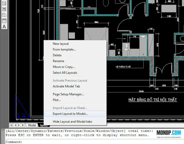 Không gian Layout trong AutoCAD
