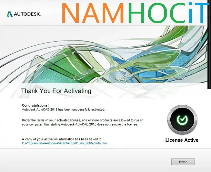 Kích hoạt AutoCAD 2018 thành công
