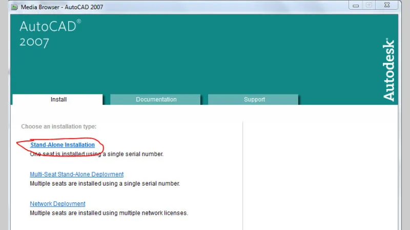 Lựa chọn loại cài đặt là Stand-Alone installation