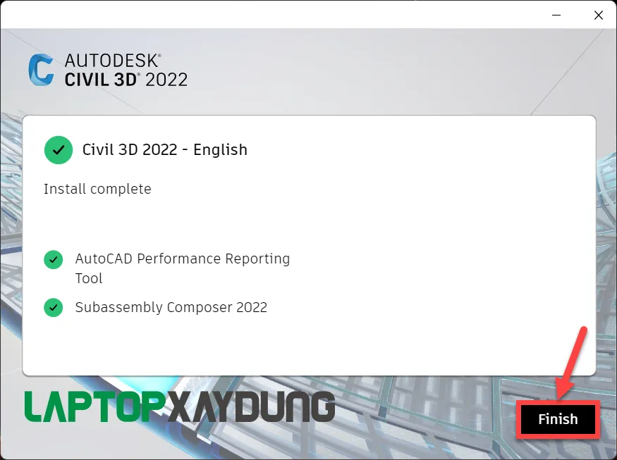 Màn hình hoàn tất cài đặt phần mềm