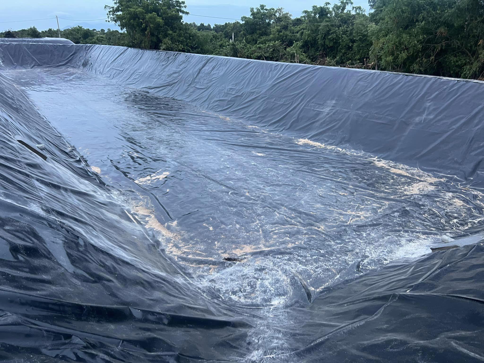 Ứng dụng màng chống thấm HDPE bảo vệ bằng cát và vải lót cho ao nuôi tôm