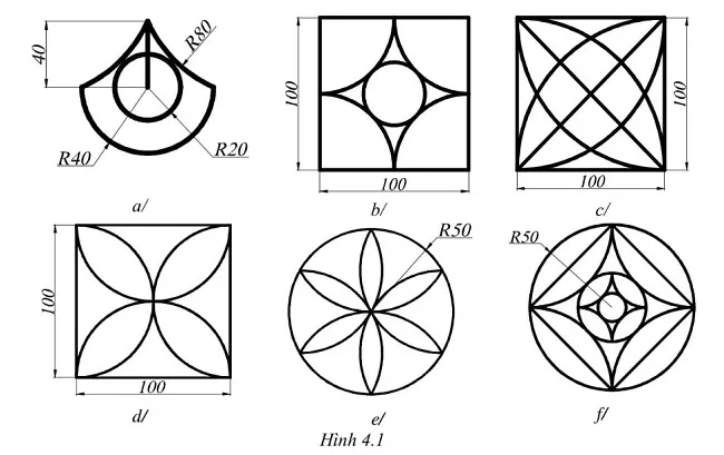 minh họa hình tập vẽ kết hợp lệnh Arc