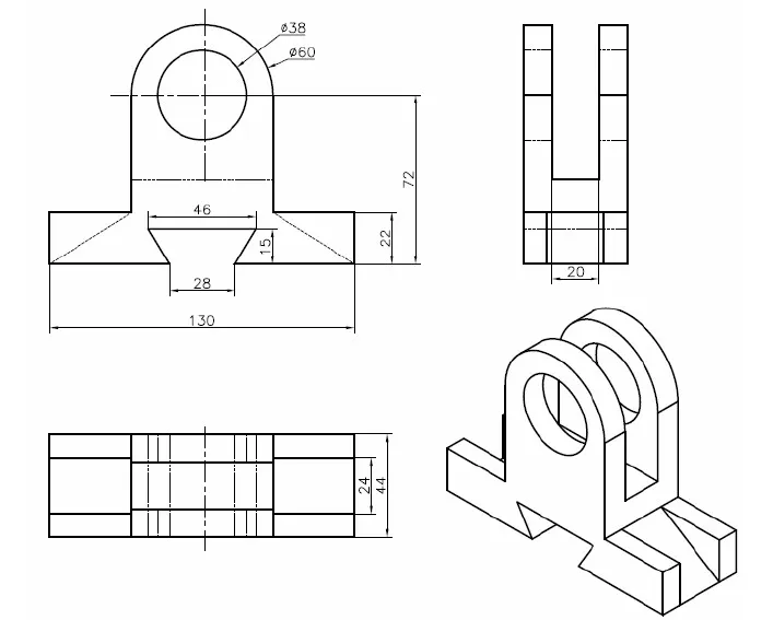 Mô hình hoàn chỉnh sau khi áp dụng các lệnh và kỹ thuật vẽ 3D