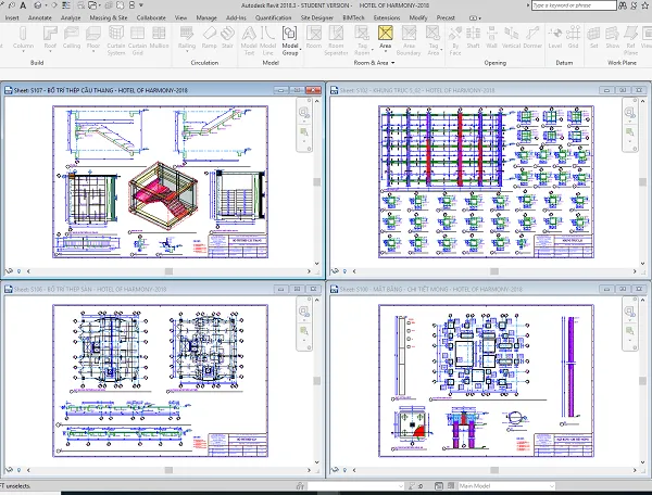 Mô hình kết cấu được dựng bằng Revit Structure