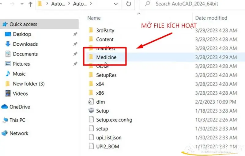 Mở thư mục chứa các file kích hoạt AutoCAD