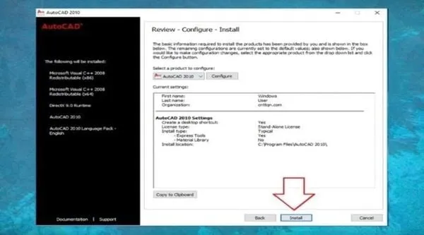 Nhấn &quot;Install&quot; để bắt đầu cài đặt