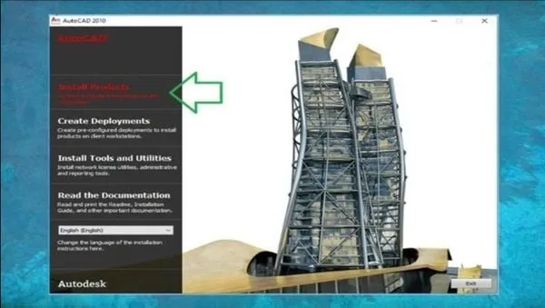Nhấn vào mục Install Products để bắt đầu cài đặt AutoCAD 2010
